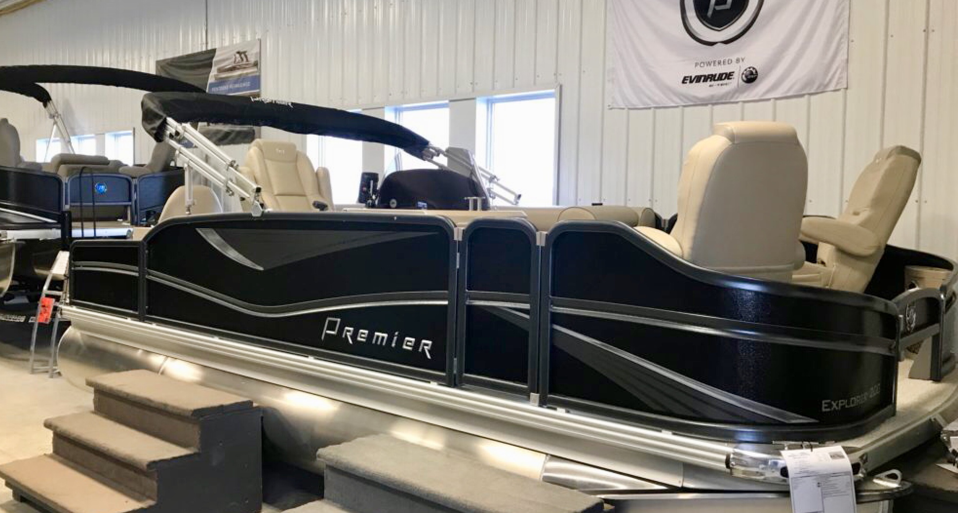 Available for Balsam Beach Resort guests to rent is a 22ft pontoon boat.