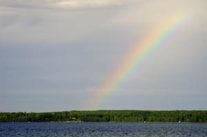 Rainbow seen from Balsam Beach resort overlooking Lake Plantagenet